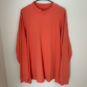 Pebble Beach Orange Turtle Neck Long Sleeve Mens Golf Shirt 100% Cotton‎ Size XL